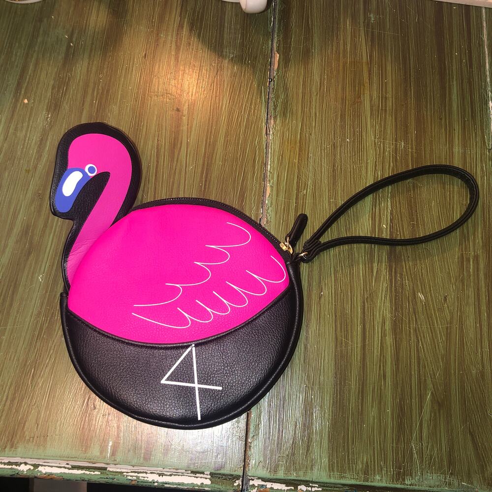 LUV Betsey Johnson NWOT Flamingo Coin Purse Wristlet Wallet
